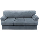 PrimeBeau Sofa Cover 4 Pieces T Cushion Sofa Slipcovers Thick Velvet Couch Cover Furniture Protector Stretch T Cushion Sofa Covers for 3 Cushion Couch with 3 Individual T Cushion Covers