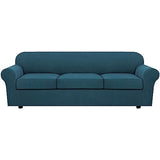 H.VERSAILTEX 4 Piece Stretch Sofa Covers for 3 Cushion Couch Covers for Living Room Furniture Slipcovers (Base Cover Plus 3 Seat Cushion Covers) Upgraded Thicker Jacquard Fabric (XL Sofa, Deep Teal)