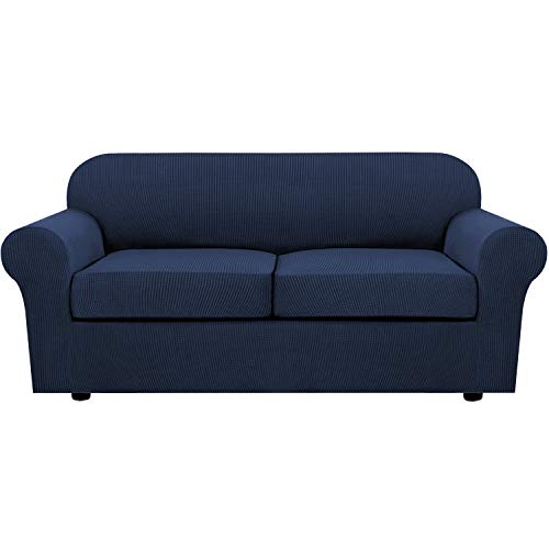PrimeBeau Thicker Jacquard Fabric 3 Pieces Loveseat & Oversize Loveseat Covers for 2 Cushion Sofa Couch Slipcovers (Base Cover Plus 2 Seat Cushion Covers)