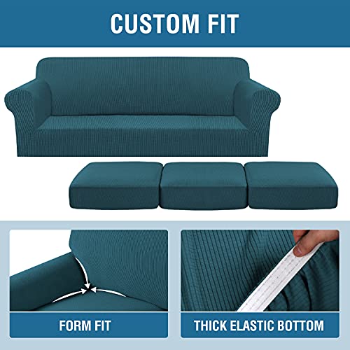 PrimeBeau 4 Pieces Premium Jacquard Sofa Slipcover Set, Sofa and Oversize Sofa