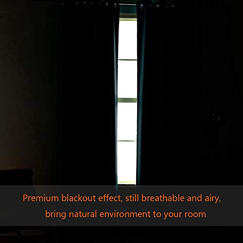 PrimeBeau Blackout Grommet Solid Color Curtain Set of 2 Panels, W52" Short