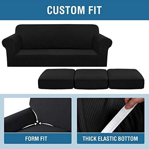 PrimeBeau Thicker Jacquard Fabric 3 Pieces Loveseat & Oversize Loveseat Covers for 2 Cushion Sofa Couch Slipcovers (Base Cover Plus 2 Seat Cushion Covers)