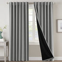 PrimeBeau 100% Blackout Curtains with Black Liner Back Tab Top, 2 Panels (52 Series)
