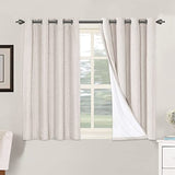 PrimeBeau 100% Blackout Linen Mixed Curtains, set of 2 Panels, 52 Series Short