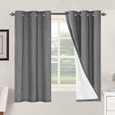 H.Versailtex Linen Blackout Thermal Insulated White Liner Grommet Top Small Window Curtains