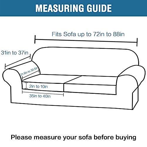 PrimeBeau Real Velvet Plush 3 Piece Stretch Loveseat Covers Couch Covers for 2 Cushions Couch Loveseat Covers