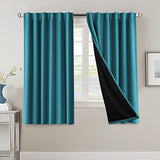 PrimeBeau 100% Blackout Curtains with Black Liner Back Tab Top, 2 Panels (52 Series)