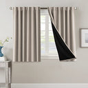 PrimeBeau 100% Blackout Curtains with Black Liner Back Tab Top, 2 Panels (52 Series)