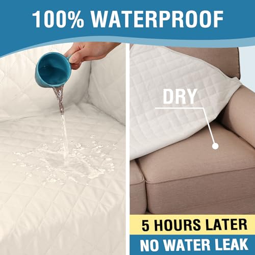PrimeBeau 100% Waterproof Sectional Couch Covers 2-Piece Couch Cover L Shape Sofa Covers Washable for Dogs Non Slip (Loveseat）