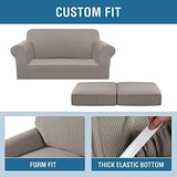 PrimeBeau Thicker Jacquard Fabric 3 Pieces Loveseat & Oversize Loveseat Covers for 2 Cushion Sofa Couch Slipcovers (Base Cover Plus 2 Seat Cushion Covers)