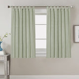 PrimeBeau Natural Linen Mix Tab Top Curtains, Light Filtering Panels (Set of 2)
