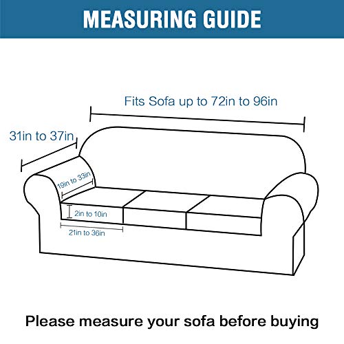 PrimeBeau Velvet 4 Piece High Stretch Sofa Slipcover Sofa Cover Furniture Protector Form Fit Thick Velvet Extra Large Sofa Cover for 3 Cushion Couch Covers