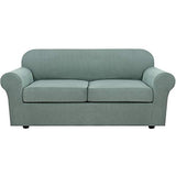 H.VERSAILTEX 3 Piece Stretch Sofa Covers for 2 Cushion Sofa Couch Covers for Living Room Sofa Slipcovers (Base Cover Plus 2 Seat Cushion Covers) Thicker Jacquard Fabric(Large Sofa, Sage)