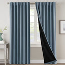PrimeBeau 100% Blackout Curtains with Black Liner Back Tab Top, 2 Panels (52 Series)