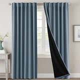 PrimeBeau 100% Blackout Curtains with Black Liner Back Tab Top, 2 Panels (52 Series)