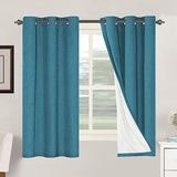 PrimeBeau 100% Blackout Linen Textured Curtains 42 series, Set of 2 Panels
