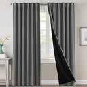PrimeBeau 100% Blackout Curtains with Black Liner Back Tab Top, 2 Panels (52 Series)