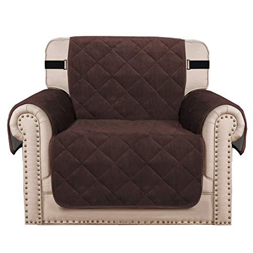 PrimeBeau Thick Velvet Armchair Cover Couch Covers 1 Cushion Slipcover with Non-Slip Straps, Luxurious Protection for Living Room Furniture