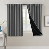 PrimeBeau 100% Blackout Curtains with Black Liner Back Tab Top, 2 Panels (52 Series)