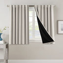 PrimeBeau 100% Blackout Curtains with Black Liner Back Tab Top, 2 Panels (52 Series)