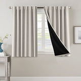 PrimeBeau 100% Blackout Curtains with Black Liner Back Tab Top, 2 Panels (52 Series)