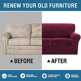 PrimeBeau Real Velvet Plush 4 Piece Stretch Sofa Covers Couch Covers for 3 Cushions Couch Sofa Covers