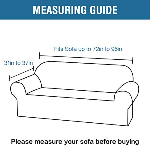 PrimeBeau 1 Piece Slipcovers for 3 Cushion Couch Soft Sofa Covers Washable Feature Thick Checked Jacquard Fabric with Elastic Bottom