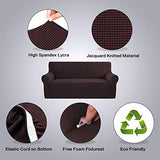 PrimeBeau 1 Piece Slipcovers for 3 Cushion Couch Soft Sofa Covers Washable Feature Thick Checked Jacquard Fabric with Elastic Bottom