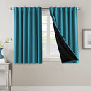 PrimeBeau 100% Blackout Curtains with Black Liner Back Tab Top, 2 Panels (52 Series)