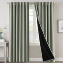 PrimeBeau 100% Blackout Curtains with Black Liner Back Tab Top, 2 Panels (52 Series)