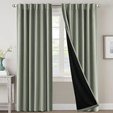 PrimeBeau 100% Blackout Curtains with Black Liner Back Tab Top, 2 Panels (52 Series)