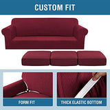 PrimeBeau 4 Pieces Premium Jacquard Sofa Slipcover Set, Sofa and Oversize Sofa
