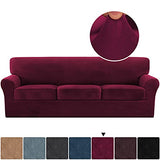 PrimeBeau Real Velvet Plush 4 Piece Stretch Sofa Covers Couch Covers for 3 Cushions Couch Sofa Covers