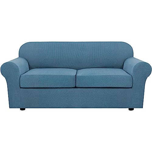 PrimeBeau Thicker Jacquard Fabric 3 Pieces Loveseat & Oversize Loveseat Covers for 2 Cushion Sofa Couch Slipcovers (Base Cover Plus 2 Seat Cushion Covers)