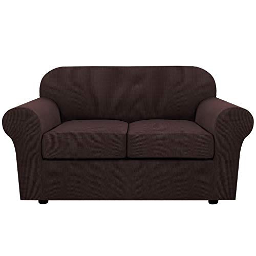PrimeBeau Thicker Jacquard Fabric 3 Pieces Loveseat & Oversize Loveseat Covers for 2 Cushion Sofa Couch Slipcovers (Base Cover Plus 2 Seat Cushion Covers)