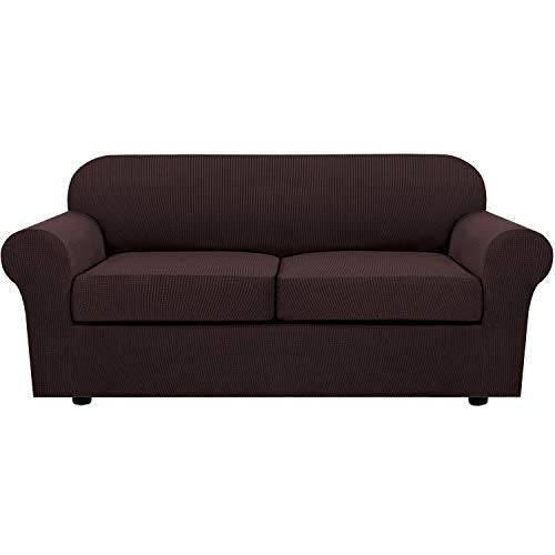 PrimeBeau Thicker Jacquard Fabric 3 Pieces Loveseat & Oversize Loveseat Covers for 2 Cushion Sofa Couch Slipcovers (Base Cover Plus 2 Seat Cushion Covers)