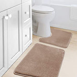 PrimeBeau Luxurious Memory Foam Bath Mat, Flannel Velvety Bath Mat Luxury Extra Soft and Absorbent Non Slip Rugs(Set of 2)