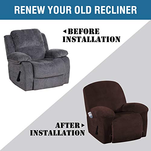 PrimeBeau Recliner Slipcovers Recliner Chair Cover Sofa Furniture Cover 1-Piece Modern Rich Velvet Plush Form Fit Stylish Protector Feature Rich and Soft Fabric