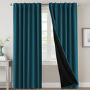 PrimeBeau 100% Blackout Curtains with Black Liner Back Tab Top, 2 Panels (52 Series)