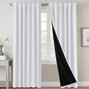 PrimeBeau 100% Blackout Curtains with Black Liner Back Tab Top, 2 Panels (52 Series)