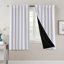 PrimeBeau 100% Blackout Curtains with Black Liner Back Tab Top, 2 Panels (52 Series)