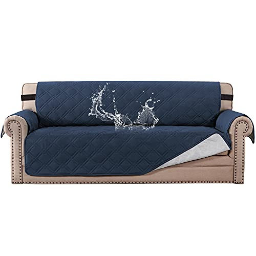 PrimeBeau 100% Waterproof Sofa Cover Protector | Couch Slipcover for 3 Cushion Couch | Non Slip Backing, Adjustable Strap | 5-Layers Material | Fits Seat Width up to 68"
