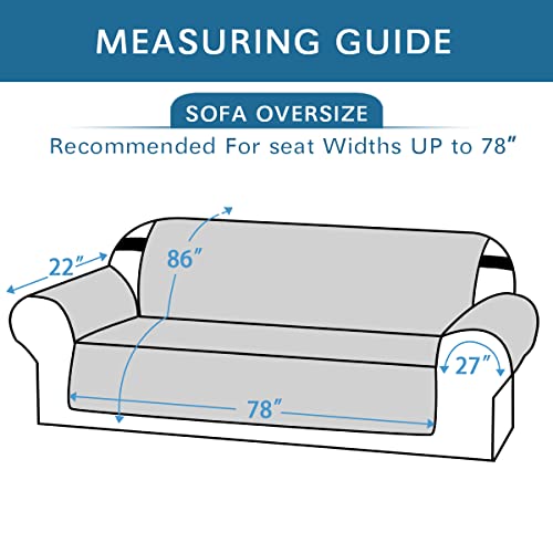 PrimeBeau 100% Waterproof Sofa Cover Protector | Couch Slipcover for 3 Cushion Couch | Non Slip Backing, Adjustable Strap | 5-Layers Material | Fits Seat Width up to 68"