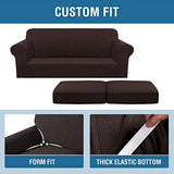 PrimeBeau Thicker Jacquard Fabric 3 Pieces Loveseat & Oversize Loveseat Covers for 2 Cushion Sofa Couch Slipcovers (Base Cover Plus 2 Seat Cushion Covers)