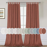 PrimeBeau Natural Linen Mix Tab Top Sheer Curtains (Set of 2) 52 Series