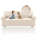 PrimeBeau Spiral Jacquard Couch Covers for 3 Cushion Couch - Set of 5 | Anti-Slip Furniture Protector