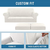 PrimeBeau Thicker Jacquard Fabric 3 Pieces Loveseat & Oversize Loveseat Covers for 2 Cushion Sofa Couch Slipcovers (Base Cover Plus 2 Seat Cushion Covers)