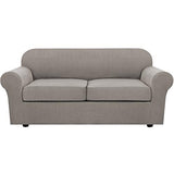 H.VERSAILTEX 3 Piece Stretch Sofa Covers for 2 Cushion Sofa Couch Covers for Living Room Sofa Slipcovers (Base Cover Plus 2 Seat Cushion Covers) Thicker Jacquard Fabric(Large Sofa, Taupe)