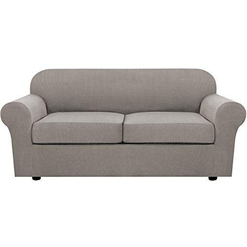 PrimeBeau Thicker Jacquard Fabric 3 Pieces Loveseat & Oversize Loveseat Covers for 2 Cushion Sofa Couch Slipcovers (Base Cover Plus 2 Seat Cushion Covers)