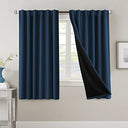 PrimeBeau 100% Blackout Curtains with Black Liner Back Tab Top, 2 Panels (52 Series)